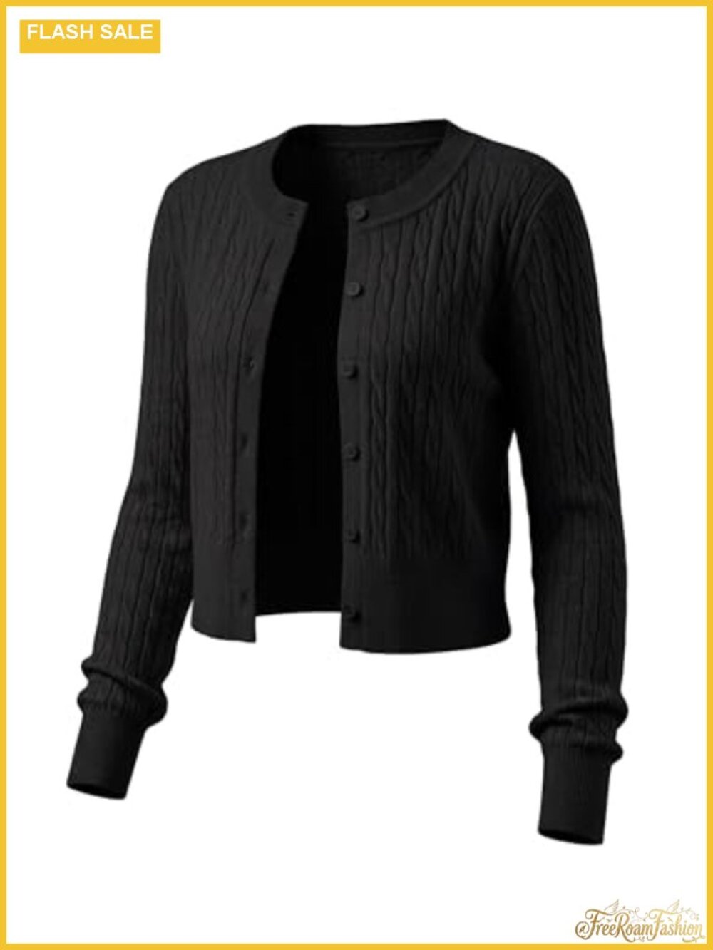 Lightweight Cropped Cable Knit Cardigan Button Front
